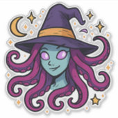 Tentacle Hair Witch Halloween Sticker (Voorkant)