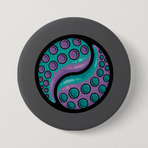 Tentacle Yin Yang Ronde Button 7,6 Cm
