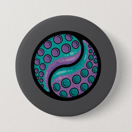 Tentacle Yin Yang Ronde Button 7,6 Cm (Voorkant)