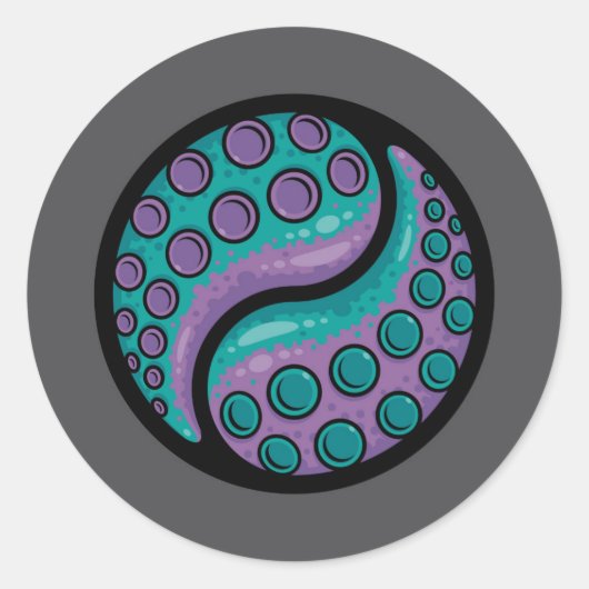 Tentacle Yin Yang Ronde Sticker (Voorkant)