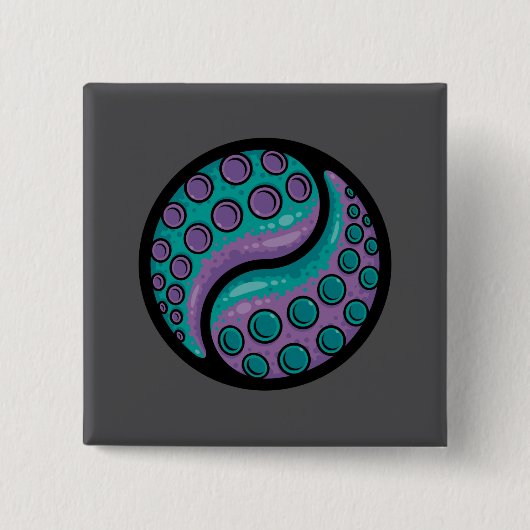 Tentacle Yin Yang Vierkante Button 5,1 Cm (Voorkant)