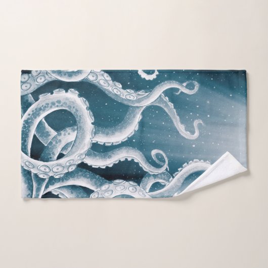 Tentacles Galaxy Blue Moon Rays Bad Handdoek (Handdoek)
