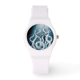 Tentacles Galaxy Blue Moon Rays Horloge