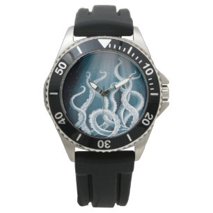Tentacles Galaxy Blue Moon Rays Horloge