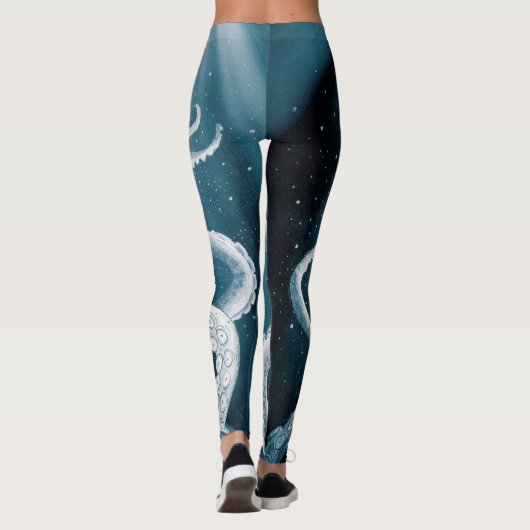 Tentacles Galaxy Blue Moon Rays Leggings (Achterkant)