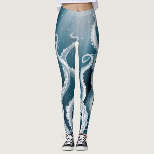 Tentacles Galaxy Blue Moon Rays Leggings (Voorkant)