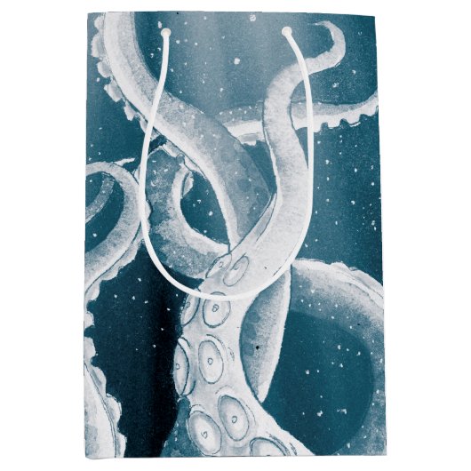 Tentacles Galaxy Blue Moon Rays Medium Cadeauzakje (Voorkant)