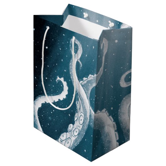 Tentacles Galaxy Blue Moon Rays Medium Cadeauzakje (Achterkant Gekanteld)