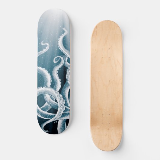 Tentacles Galaxy Blue Moon Rays Persoonlijk Skateboard (Voorkant)