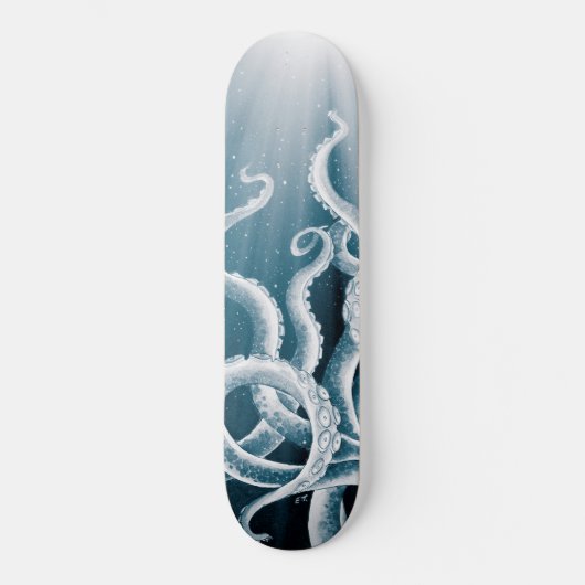 Tentacles Galaxy Blue Moon Rays Persoonlijk Skateboard (Voorkant)