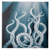 Tentacles Galaxy Blue Moon Rays Tegeltje (Voorkant)