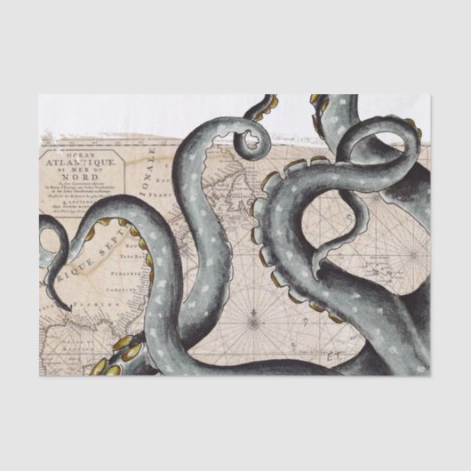 Tentacles Grey Map Tissuepapier (Voorkant)