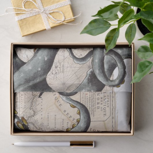 Tentacles Grey Map Tissuepapier (Geschenk)
