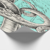 Tentacles Octopus Blauwgroen Kaart Inkt Cadeaupapier (Hoek)