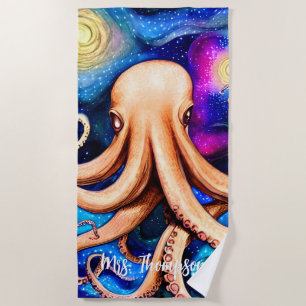 Tentacles Octopus met persoonlijke naam Strandlaken