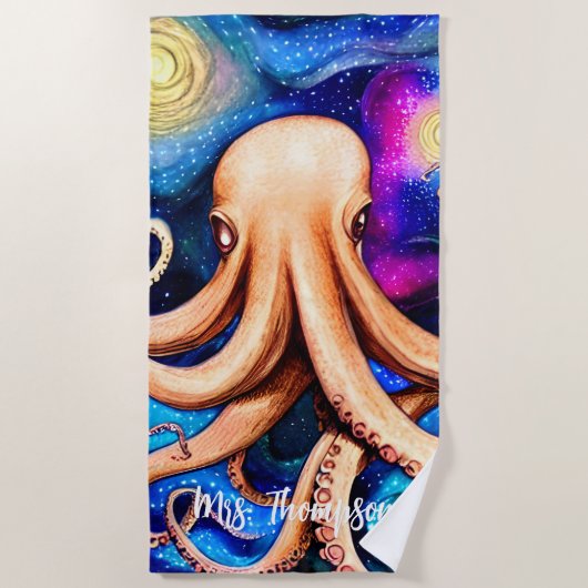 Tentacles Octopus met persoonlijke naam Strandlaken (Voorkant)