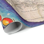 Tentakels donkerblauwe kaart cadeaupapier (Rol Hoek)