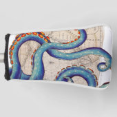 Tentakels donkerblauwe kaart  golfheadcover (Voorkant)