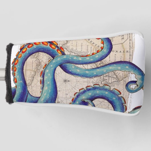 Tentakels donkerblauwe kaart  golfheadcover (Voorkant)