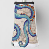 Tentakels donkerblauwe kaart  golfheadcover (Draai 90)