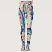 Tentakels donkerblauwe kaart  leggings (Voorkant)
