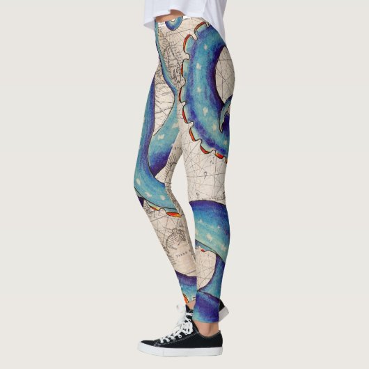 Tentakels donkerblauwe kaart  leggings (Links)