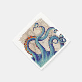 Tentakels donkerblauwe kaart  servet (Hoek)