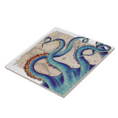 Tentakels donkerblauwe kaart  tegeltje (Zijkant)