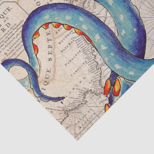 Tentakels donkerblauwe kaart tissuepapier (Detail)