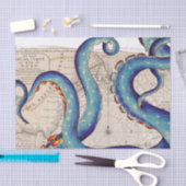 Tentakels donkerblauwe kaart  tissuepapier (Craft)