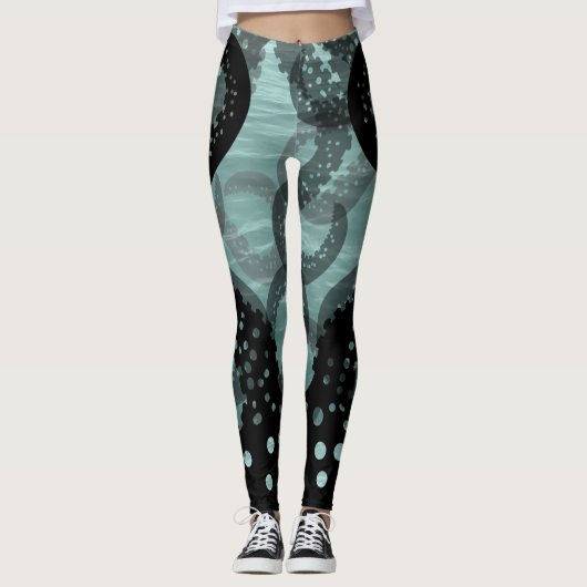 Tentakels, groen seafoam in de Leggings van het Ze (Voorkant)