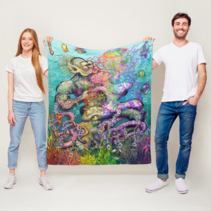 Tentakels in de knoop fleece deken