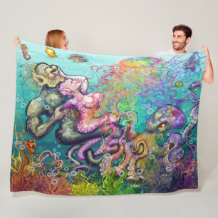 Tentakels in de knoop fleece deken