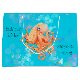 Tentakels van gepersonaliseerde octopus met bellen groot cadeauzakje
