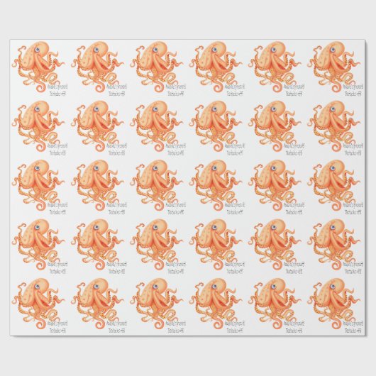 Tentakels van gepersonaliseerde schattige oranje o cadeaupapier (Vlak)