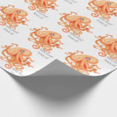 Tentakels van gepersonaliseerde schattige oranje o cadeaupapier (Hoek)