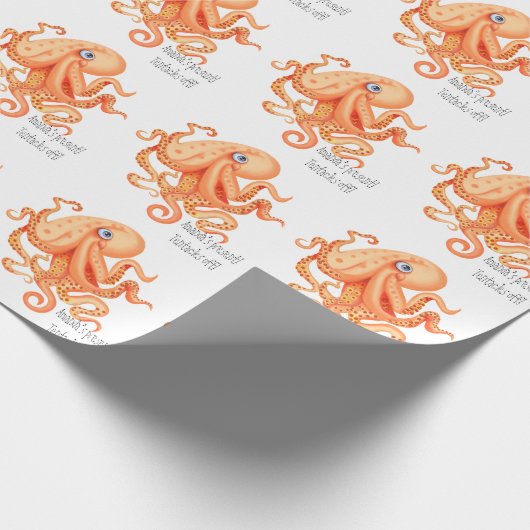 Tentakels van gepersonaliseerde schattige oranje o cadeaupapier (Hoek)