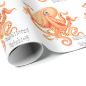 Tentakels van gepersonaliseerde schattige oranje o cadeaupapier (Rol Hoek)