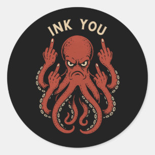 Tentakels van Opstand - Grappige Octopus Ronde Sticker