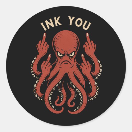 Tentakels van Opstand - Grappige Octopus Ronde Sticker (Voorkant)