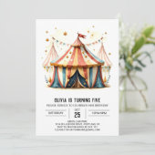 Tentcircus van digitale Kinderen jarig Kaart (Staand voorkant)