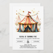 Tentcircus van digitale Kinderen jarig Kaart (Voorkant / Achterkant)