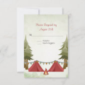Tenten en kampvuur Woodland Camping Wedding RSVP (Achterkant)
