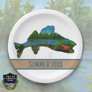 Tenten voor hengelsport op Walleye Lake Camping Papieren Bordje