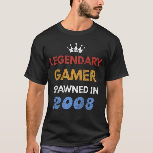 Tenth Birthday Gaming Gift  Born in 2008 for Gamer T-shirt (Voorkant)