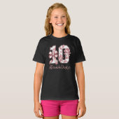 Tenth Birthday Girl Pink Coquette Bow Turning 10 T-shirt (Voorkant volledig)