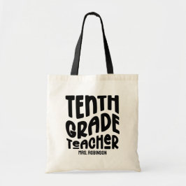 Tenth Grade Teacher Zwart Custom Text Canvas tas