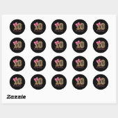 Tenth Years Old Girl Birthday Bow Coquette Leopard Ronde Sticker (Vel)