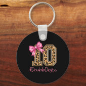 Tenth Years Old Girl Birthday Bow Coquette Leopard Sleutelhanger (Voorkant)