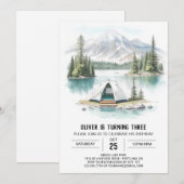 Tenting door de Pine Trees Verjaardag Kaart (Voorkant / Achterkant)